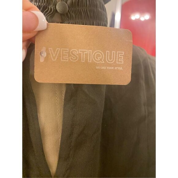 Vestique Olive Green Baby Doll Party Dress. Size L. High Neck Swiftie - Picture 14 of 14
